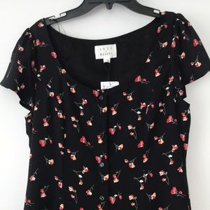 Lost+Wander Black Floral Midi Dress